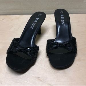 Black Emergency Exit heeled slip-ons